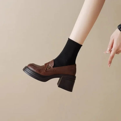 Women High Heel Shoes 2025 Retro Spring Autumn Performance Causal Women&