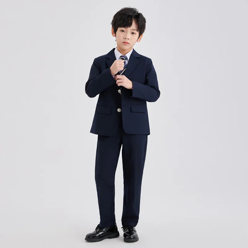 Children School Uniform Girls Jacket Pleated Skirts Suits Boys British Student Blazers Pants Kids Formal Dress Class Clothes Set