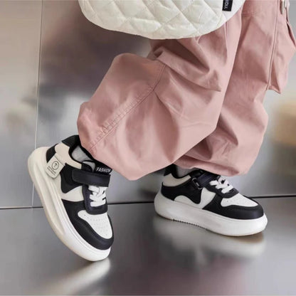 Kids Sports Shoes Spring Autumn Simple Black White Boys Girls Casual Sneakers Thick Sole School Causal Children Basketball Shoes