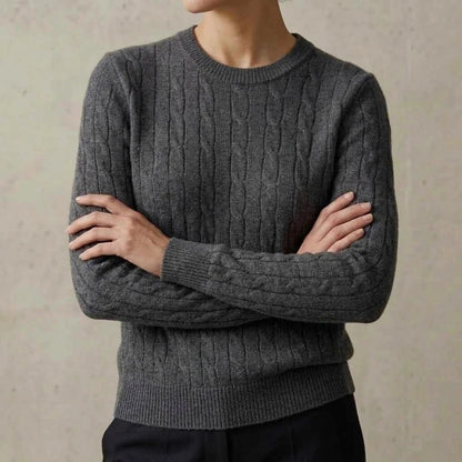 Women Cable Knit Sweater Crewneck Long Sleeve Pullover Autumn Soft Warm Knitted Jumper Fall Winter Casual Office Work Tops Coats