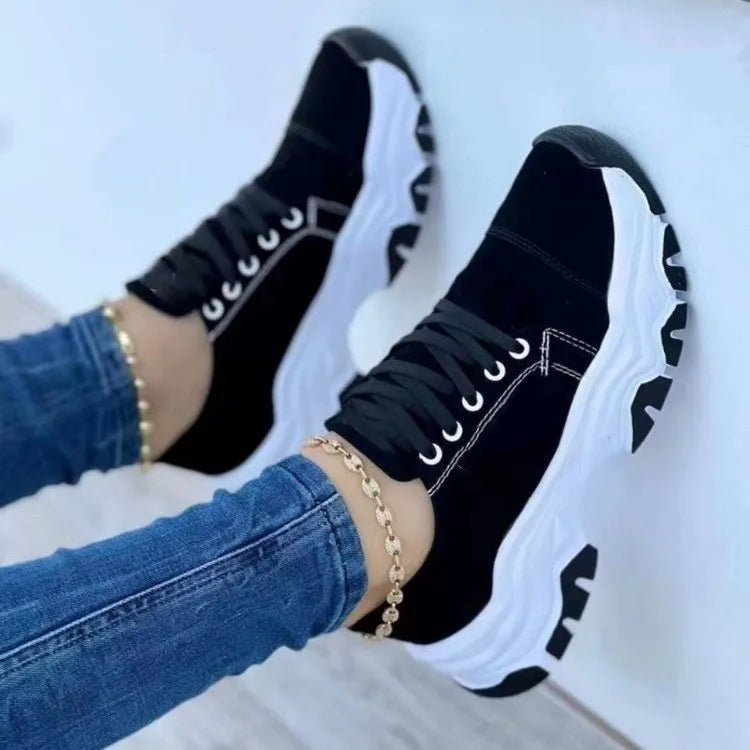 Women Vulcanized Shoes Platform Shoes for Women 2025 Solid Color Suede Womens Sneakers Comfortable Casual Zapatillas Footwear