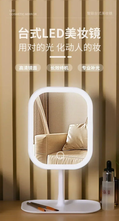 LED Makeup Mirror, Touch Control 3 Light Modes, Rechargeable Portable Vanity Mirror with Stand &amp; Foldable Design