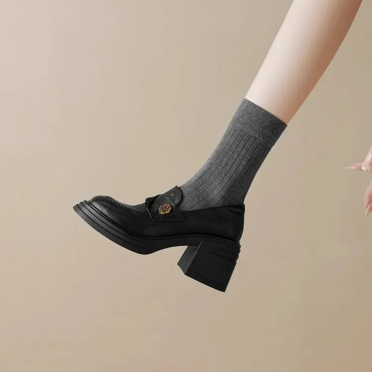 Women High Heel Shoes 2025 Retro Spring Autumn Performance Causal Women&