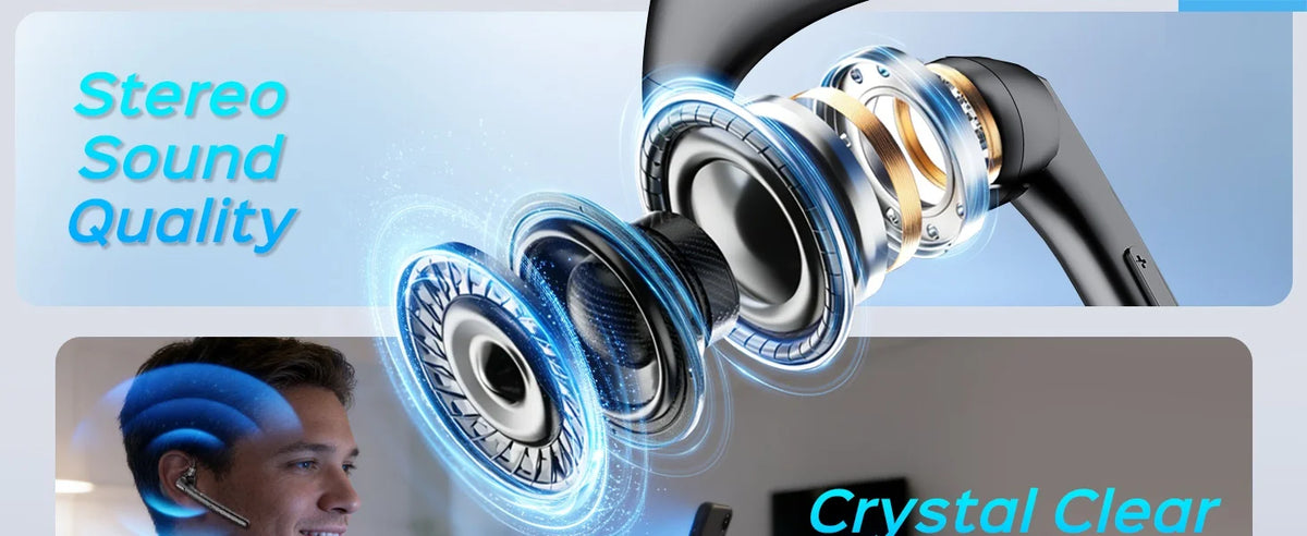 Bluetooth 6.0 Business Wireless Earphone Left Right Ear Universal LED Display With Mic Headset Ultra-long Standby For Car Driver