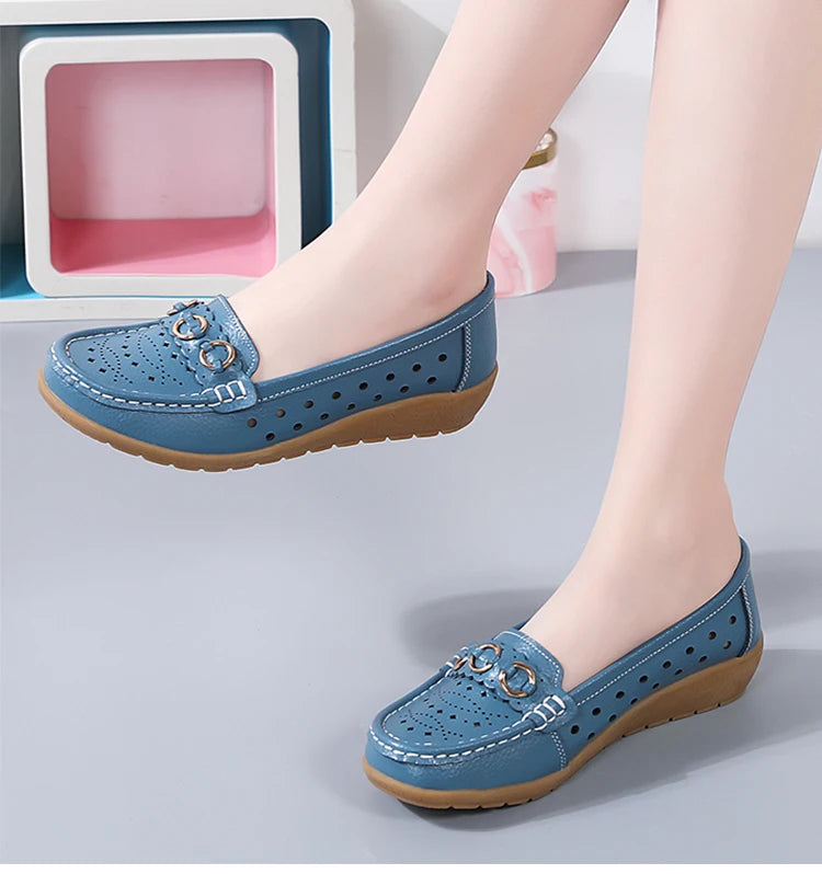 Woman Shoes Breathable Leather Shoes For Women Low Heels Casual Zapatos Mujer Elegant Heel Women&