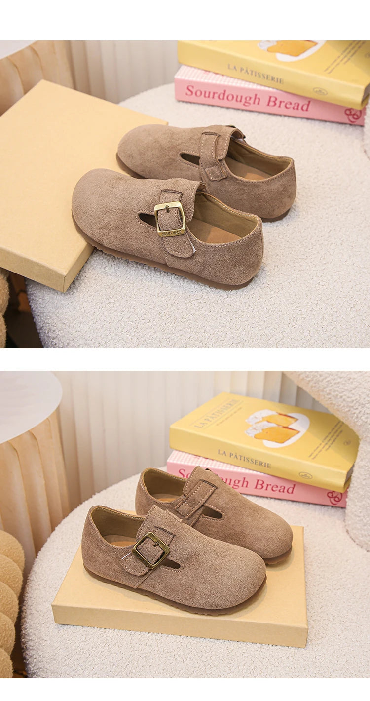 Kids Casual Shoes for Girls 2025 New Autumn Toddler Walking Shoes Soft Sole Solid Color Retro Simple School Outdoor Play age3-8