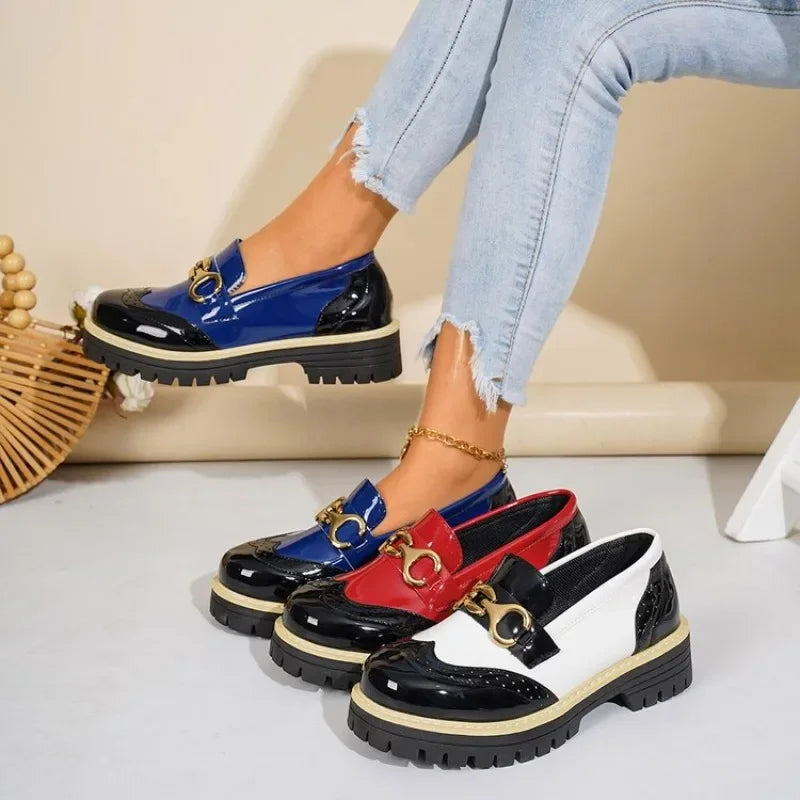 2026 Female Shoes Women Fashion  Toe Flats Loafers Platform Casual Buckle Ladies Heels