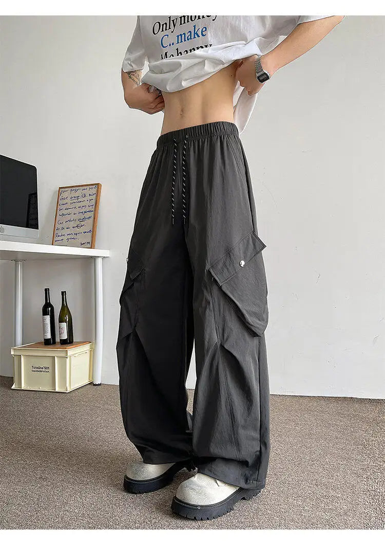 2026 Trendy Retro Wide-Leg Cargo Pants for Men- High Waist Utility Streetwear, Comfortable &amp; Stylish Casual Fashion Pants M-8XL