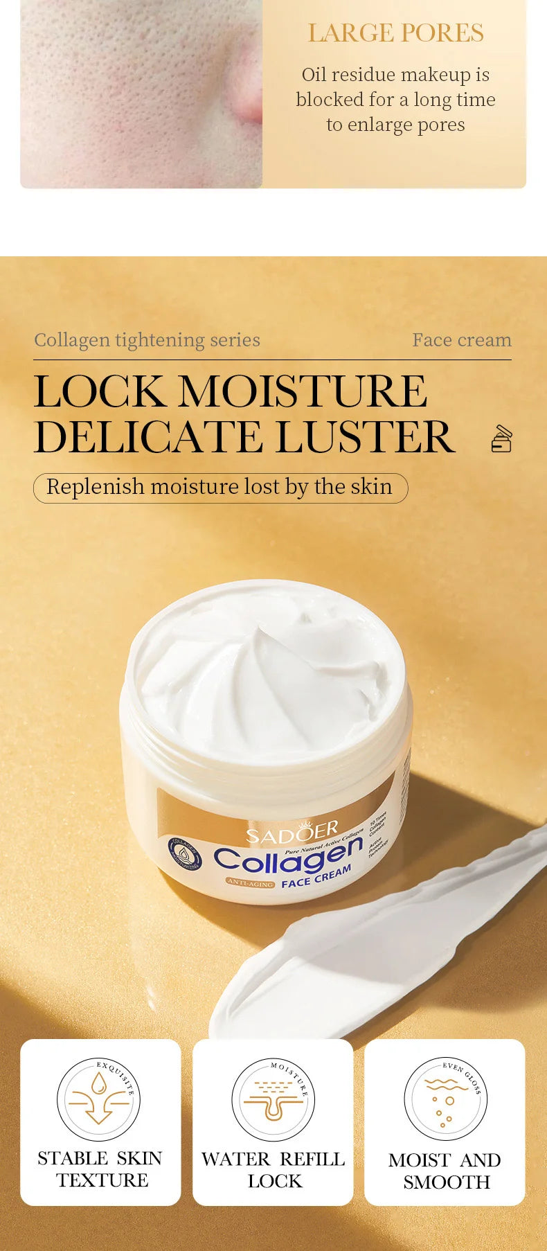 SADOER Collagen Firming Face Cream sknicare Moisturizing Hydrating Face Creams Faical Cream Beauty Face Skin Care Products