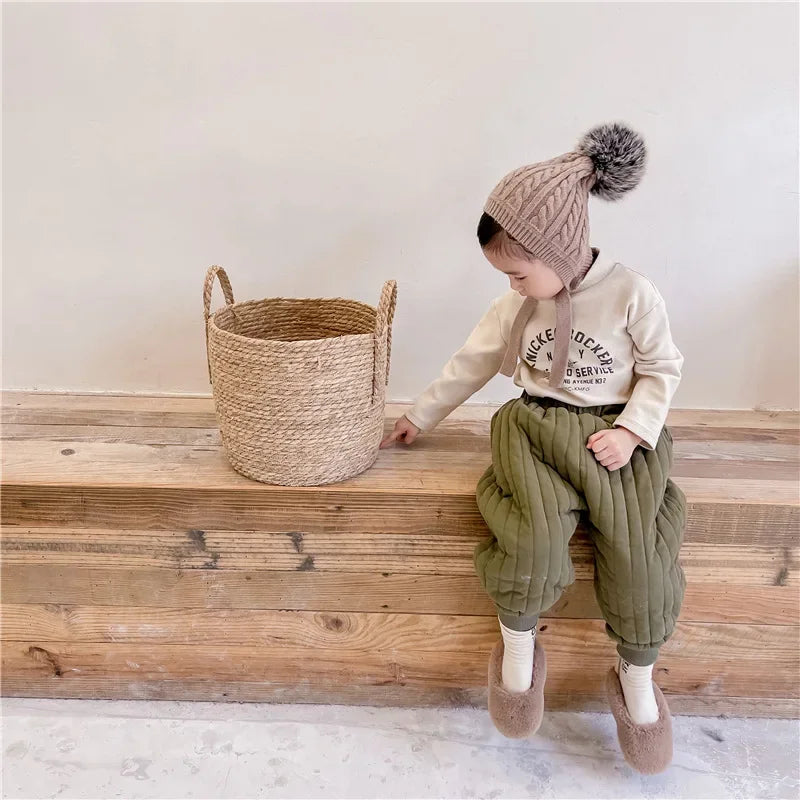Children's Clothing From 2 To 7 Years Winter Kids Warm Cotton-Padded Trousers Baby Girls Thick Pants Toddler Boys Wear Clothes
