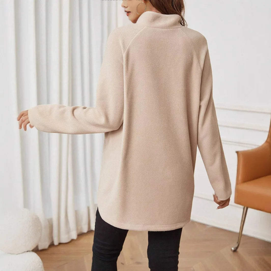 Maternity Clothes for Women Autumn Winter Pregnant Dresses Photoshoot Clothing Fashion Plain Zipper Loose Long-sleeved T-shirt