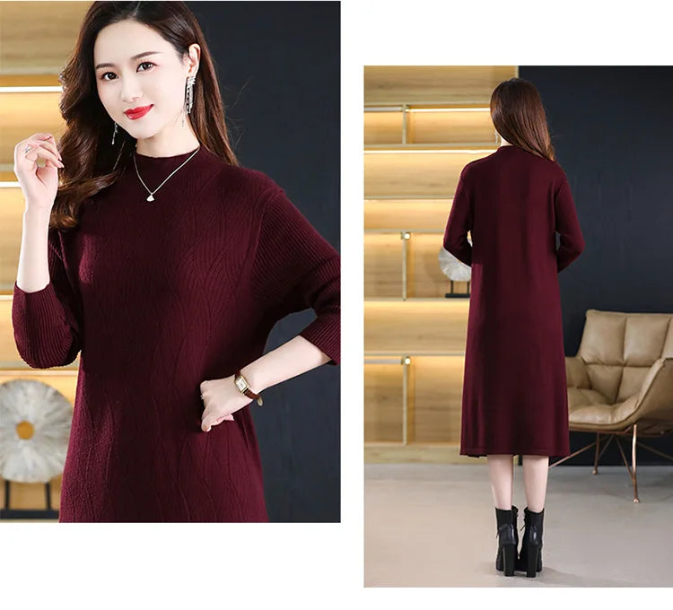 New Knitwear Woman Clothes Vintage Autumn Winter Bottom Wear Sweater Dress Pulls Femmes Long Sleeve Tops Pullover Women&