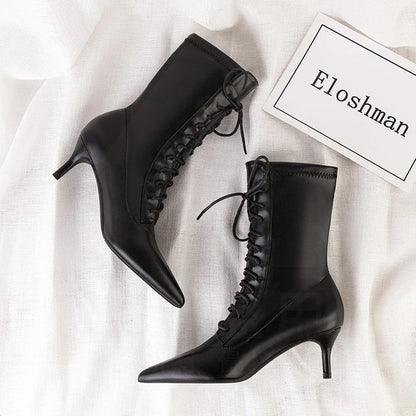 Womens Shoes Exquisite Pointed Tip High Heeled Boots for Woman Sexy Self Cultivation Stretch Boots Designer Shoes Botas Feminina