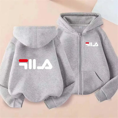 Kids Trend Letter Print Spring Autumn Simple Casual Zipper Hooded Sweatershirts 2-13 Years Boys Girls Streetwear Top Clothes