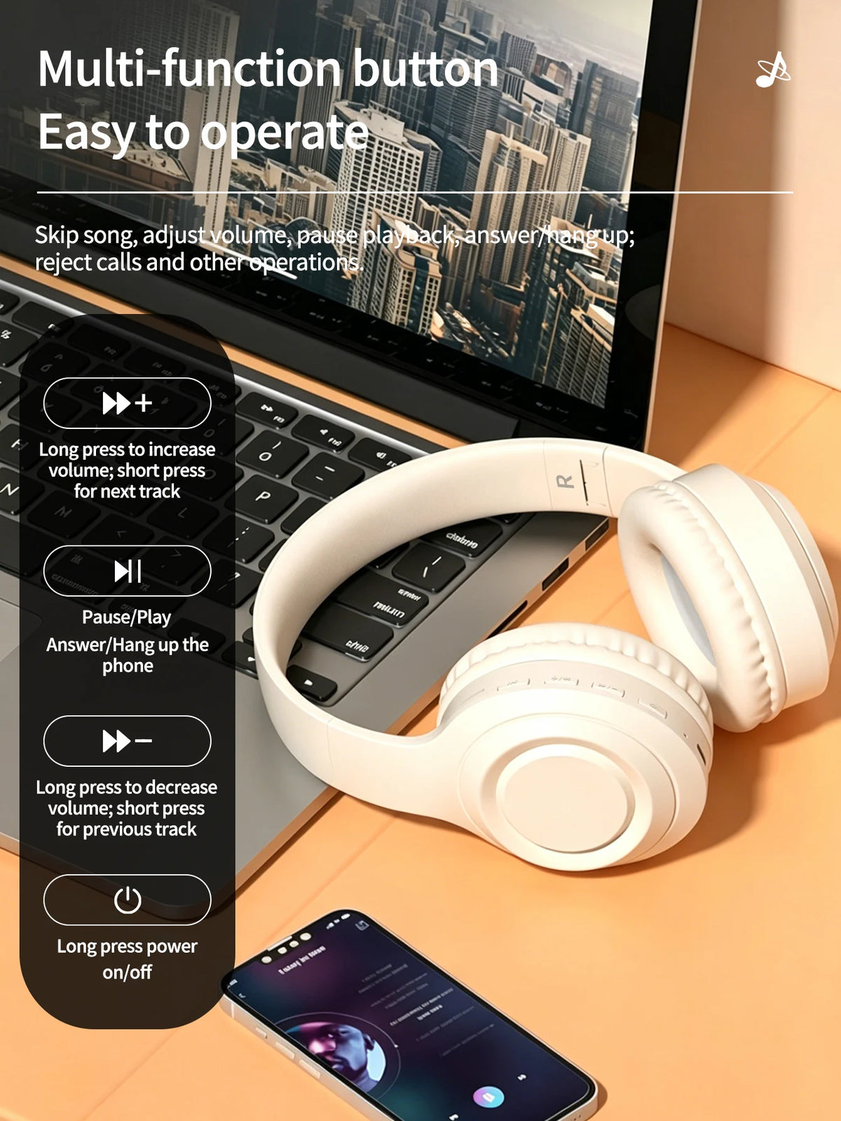 Bluetooth Over-Ear Wireless Headphones,Low Latency,Lightweight,Long Playtime Battery,Soft Memory Foam Earpads for Game &amp; Daily A