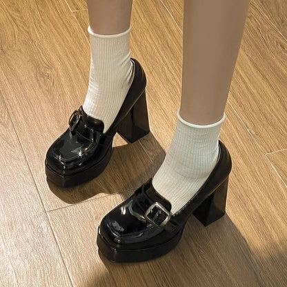 High heeled shoes for women in spring 2025  new coarse heel French fashion Le Fu shoes for women