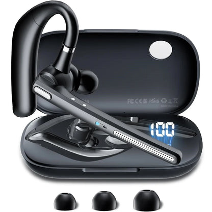 Bluetooth 6.0 Business Wireless Earphone Left Right Ear Universal LED Display With Mic Headset Ultra-long Standby For Car Driver