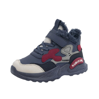 Children Winter Casual Shoes Warm Cotton Sneakers for Kids Fashion High-top Walking Shoe Boys Girls Plush Lining Winter Trainers
