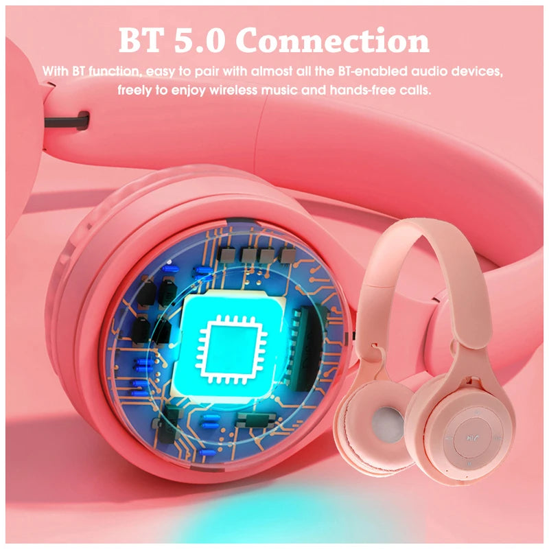 Y08 Wireless Bluetooth Headphone  Macaron Headphones Stereo Headband Gaming Headset with Mic Gamer Girl Gift for Mobile Tablet