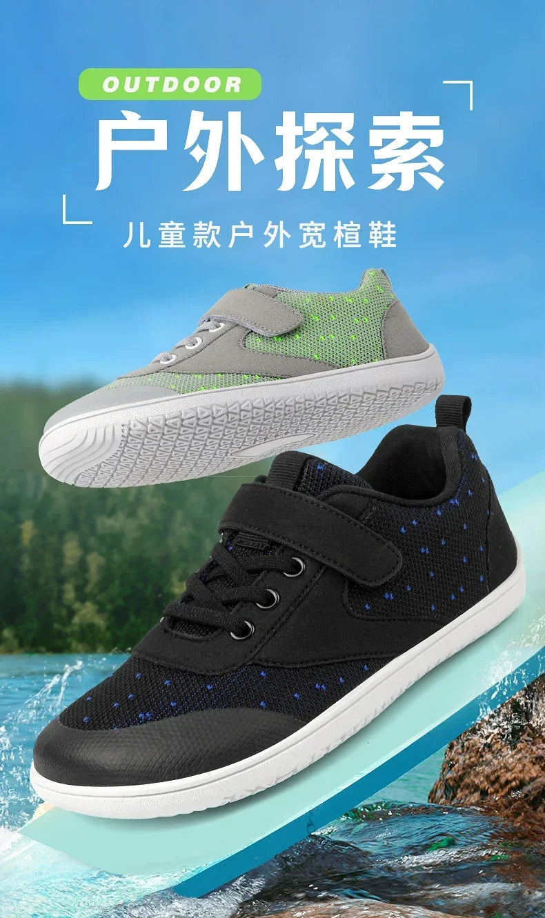 Kids Wide Barefoot Shoes Minimalist Boys Girls Sneakers Lightweight Non Slip Children Walking Shoes Casual Skate Flat