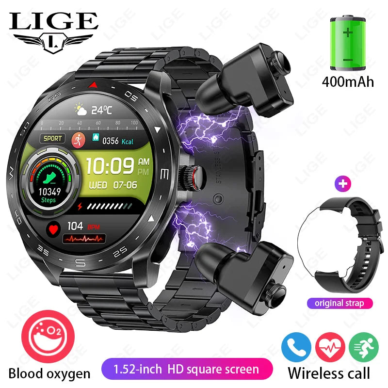 New T95 Smart Watch TWS 2-in-1 Bluetooth Headset Earphones with Built-in Speaker HIFI 9D Sound Quality Health Sports Monitoring