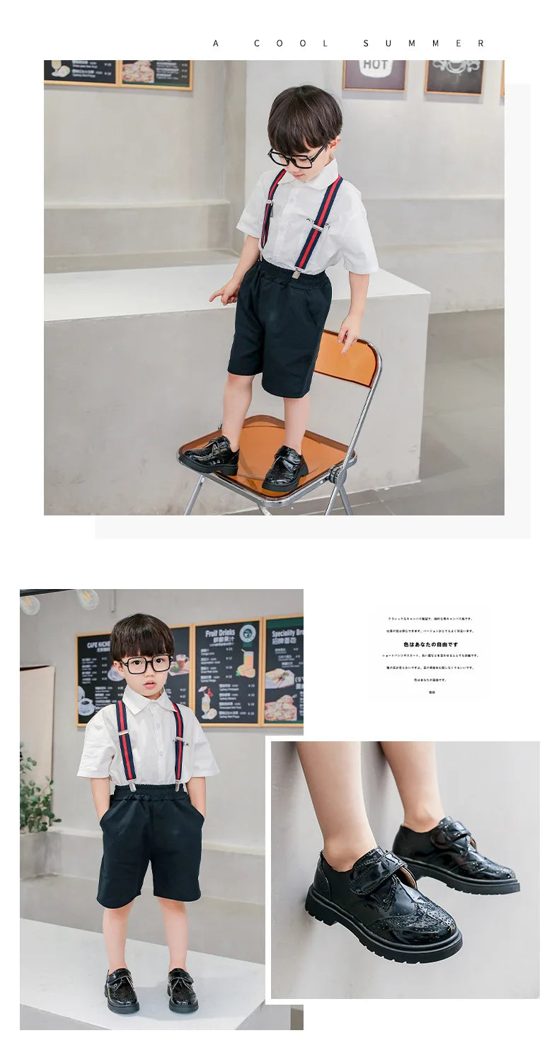 Kids Shoes For Boys Genuine Leather Shoes For Kids Wedding School Show Dress Flats Light Classic Black Children Loafer Moccasins
