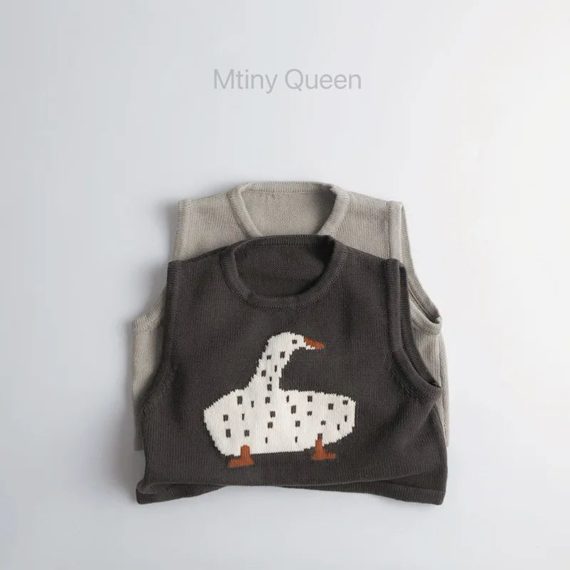 Children Sleeveless Sweater Toddler Kids Cotton Vest Coat Boys Knitted Waistcoat Girls Clothes Cartoon Tops Casual Outerwear