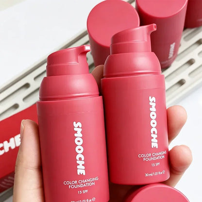 Korean Cosmetics Smooche Color Changing Foundation Self-Adjusting Shade High Covers Imperfections Long-Lasting Makeup Retention