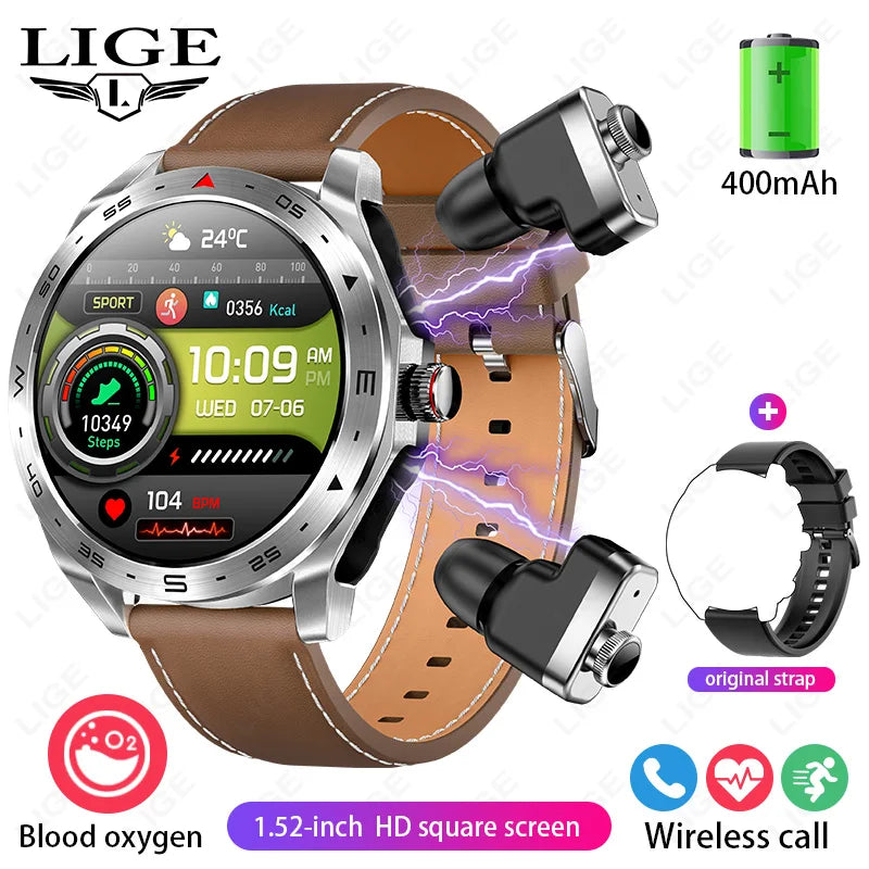 New T95 Smart Watch TWS 2-in-1 Bluetooth Headset Earphones with Built-in Speaker HIFI 9D Sound Quality Health Sports Monitoring