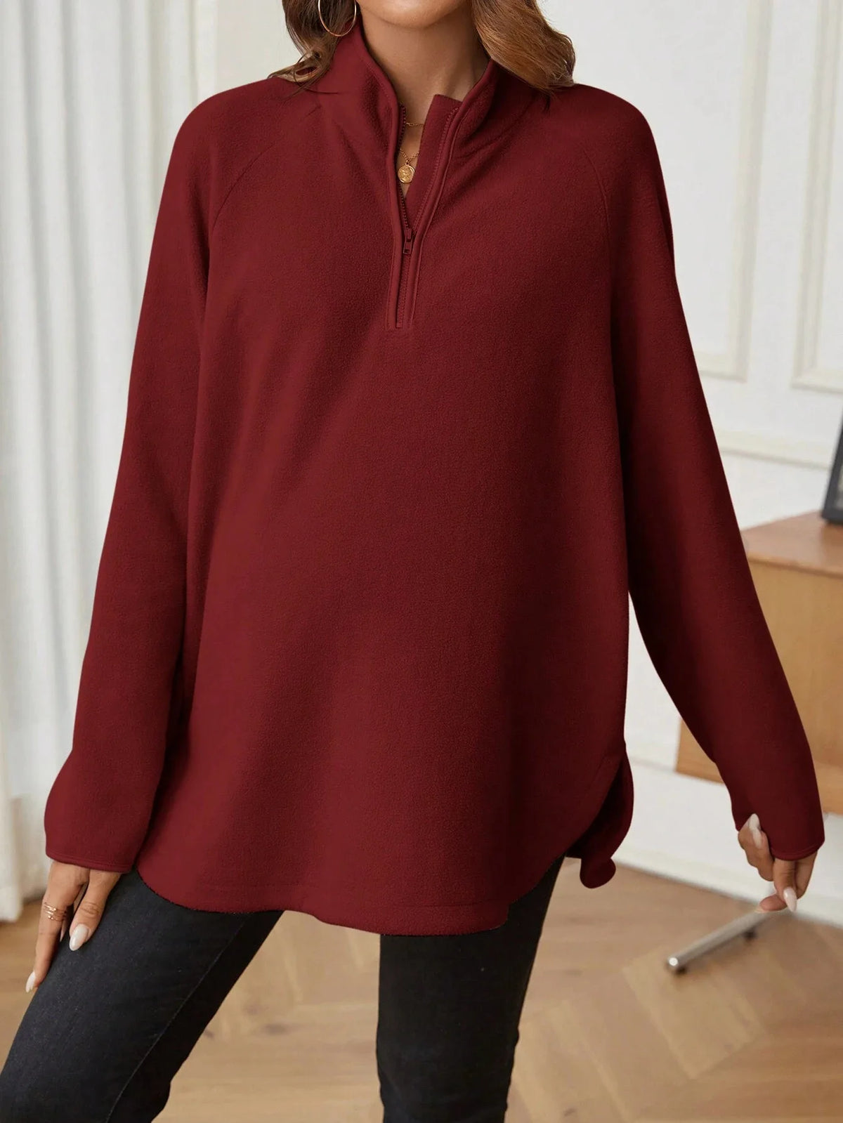 Maternity Clothes for Women Autumn Winter Pregnant Dresses Photoshoot Clothing Fashion Plain Zipper Loose Long-sleeved T-shirt