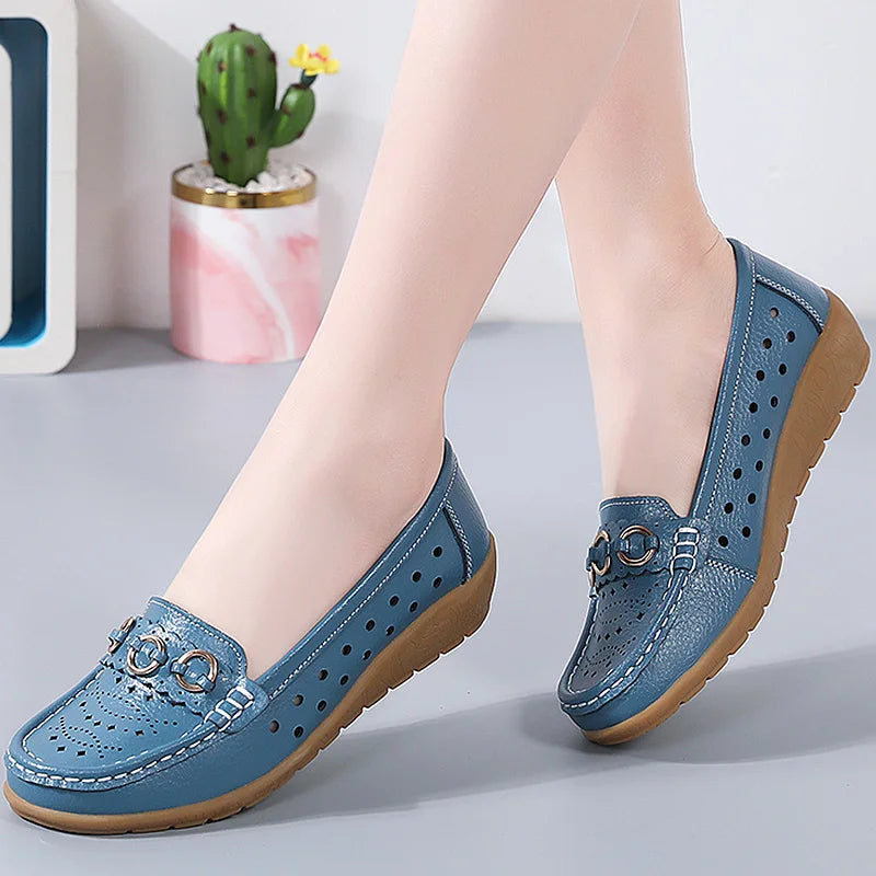 Woman Shoes Breathable Leather Shoes For Women Low Heels Casual Zapatos Mujer Elegant Heel Women&