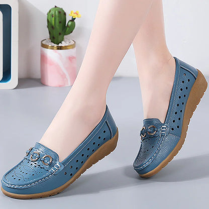 Woman Shoes Breathable Leather Shoes For Women Low Heels Casual Zapatos Mujer Elegant Heel Women&