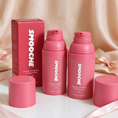 Korean Cosmetics Smooche Color Changing Foundation Self-Adjusting Shade High Covers Imperfections Long-Lasting Makeup Retention
