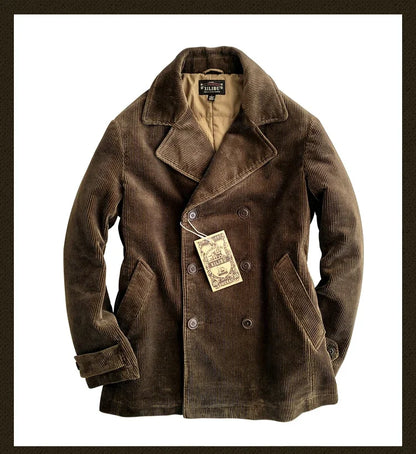Amekaji Wear Clothes Men Corduroy Double Breasted Suit Cotton Coat Jacket American Retro Casual