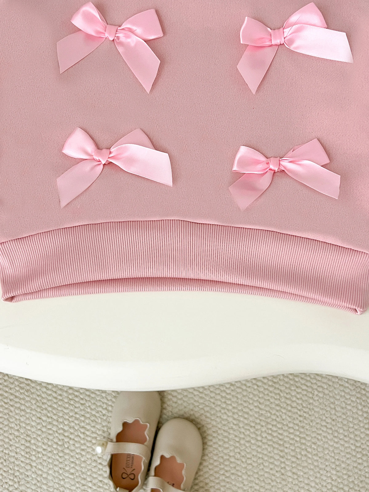 Kids Clothes Girls Autumn Fashion Bow-decorated Pink Sweatshirt + Straight-leg Pants Sets Children&