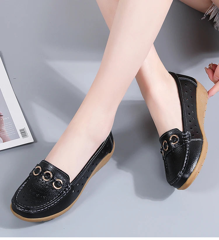 Woman Shoes Breathable Leather Shoes For Women Low Heels Casual Zapatos Mujer Elegant Heel Women&
