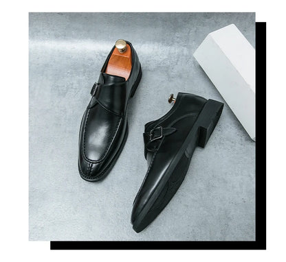 Leather Shoes For Men Fashion Buckle Classic Business Shoes for Male Luxury Brand Antiskid Cozy Men Loafers Design Shoes Men