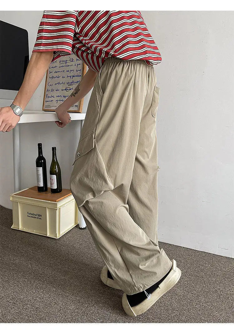 2026 Trendy Retro Wide-Leg Cargo Pants for Men- High Waist Utility Streetwear, Comfortable &amp; Stylish Casual Fashion Pants M-8XL