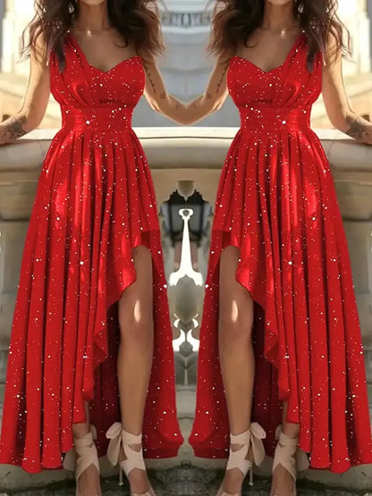 Women Evening Dresses Sexy Elegant Red Cocktail Party Chic Gala Graduation Luxury Formal Occasion Bridesmaid Gown Dress Clothes