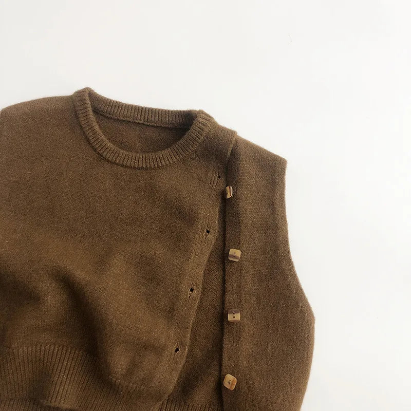 Kids Clothes  Spring Autumn Children Sleeveless Knitted Vest Baby Boy Girl Fashion Pullover Vest Toddler Solid Casual Vest Coat