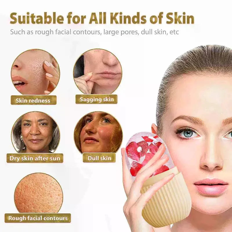 Ice Face Roller  Beauty Massage Silicone Ice Mold For Eye Puffiness Ice Facial Roller Shrink Pores Multifunctional Mold