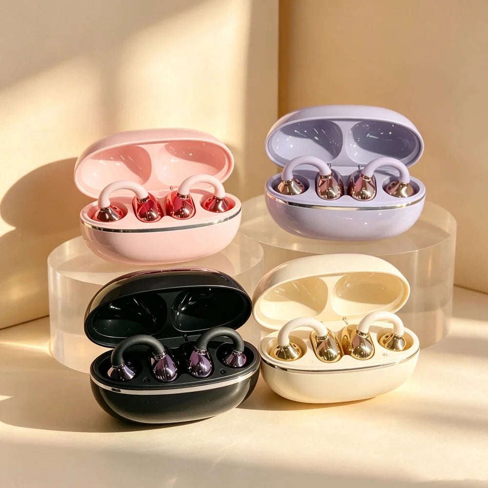 Bluetooth Clip-On Earbuds Wireless Headphones Comfortable and Stylish Clip-On Design High Quality Sound Lightweight and Portable