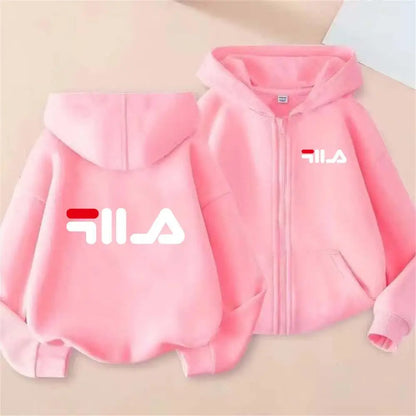 Kids Trend Letter Print Spring Autumn Simple Casual Zipper Hooded Sweatershirts 2-13 Years Boys Girls Streetwear Top Clothes