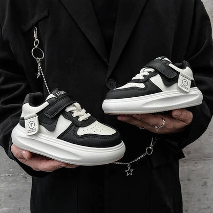 Kids Sports Shoes Spring Autumn Simple Black White Boys Girls Casual Sneakers Thick Sole School Causal Children Basketball Shoes