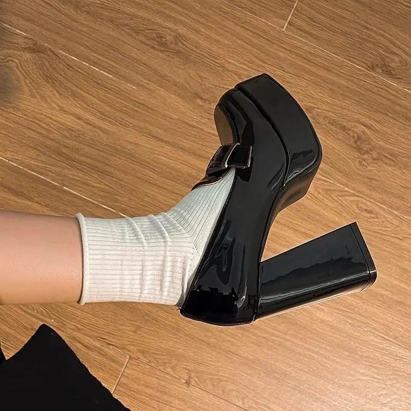 High heeled shoes for women in spring 2025  new coarse heel French fashion Le Fu shoes for women