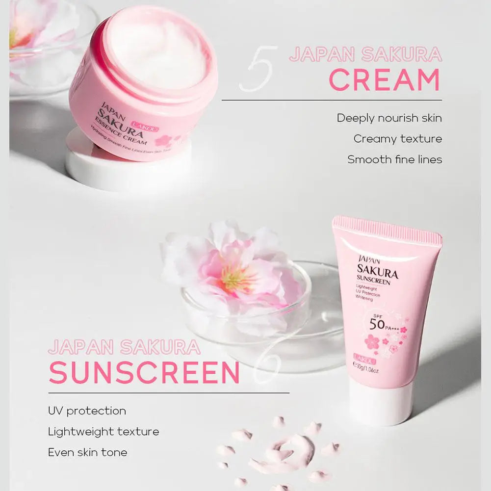 6pcs Sakura Skin Care Set Hydrating Moisturing Smoothing Nourishing Brightening Firming Women Beauty Skincare Product