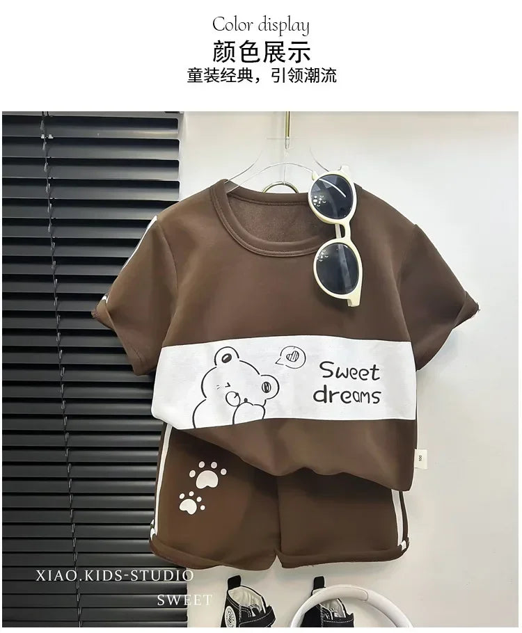 Kids Clothes Cotton Set Short Sleeve Suit Baby Girls Boys Set Summer Tops +short Children&