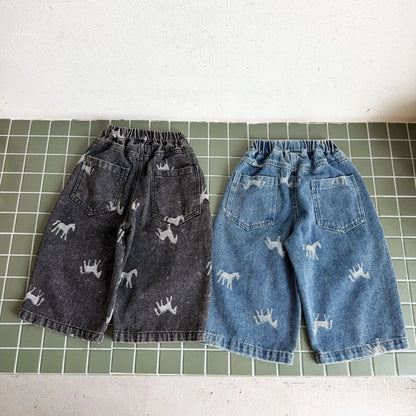 Children Clothe Skids Denim Pants Loose Boys Girls Autumn 2026 New Casual Fashionable Kids Loose Casual Wide-leg Pants