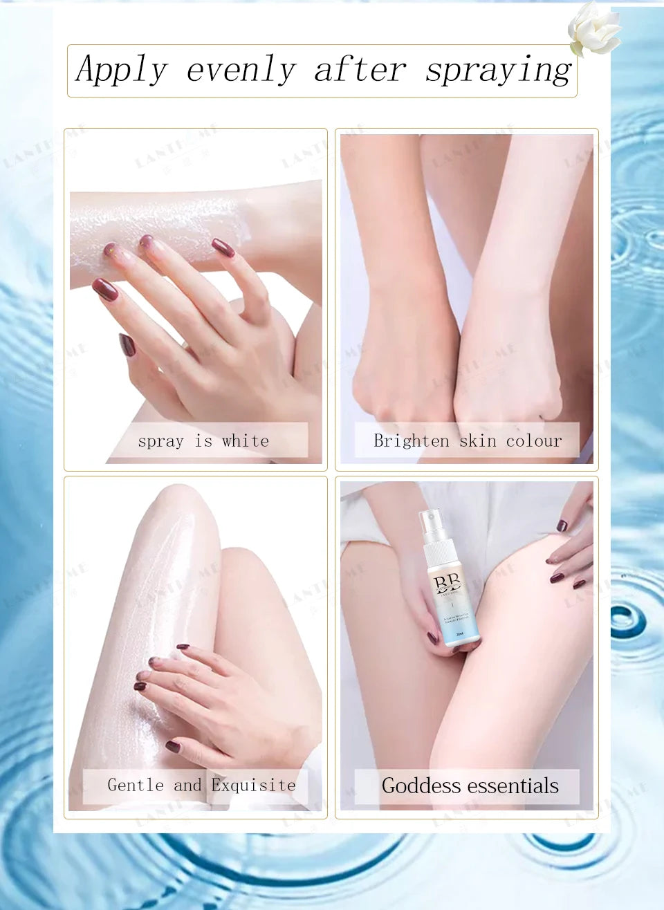 BB Whitening Spray, Skin Brightening Moisturizing BB Cream for Women, Face Foundation Nourishing Skin Care Beauty Cosmetics