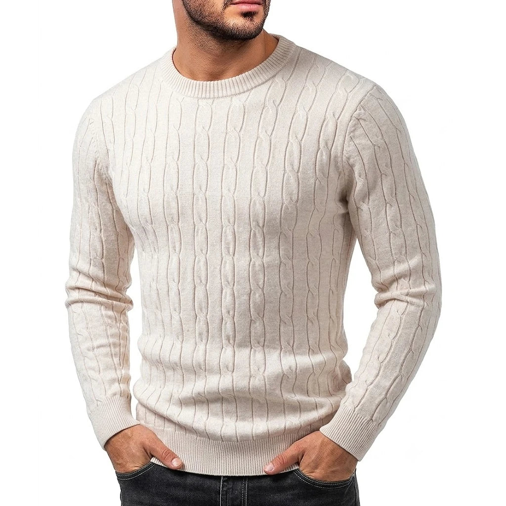 Men's Long Sleeve Cable Knit Sweater Crewneck Pullover Casual Warm Autumn Sweatshirts Knitwear Jumpers Tshirt for Men Streetwear